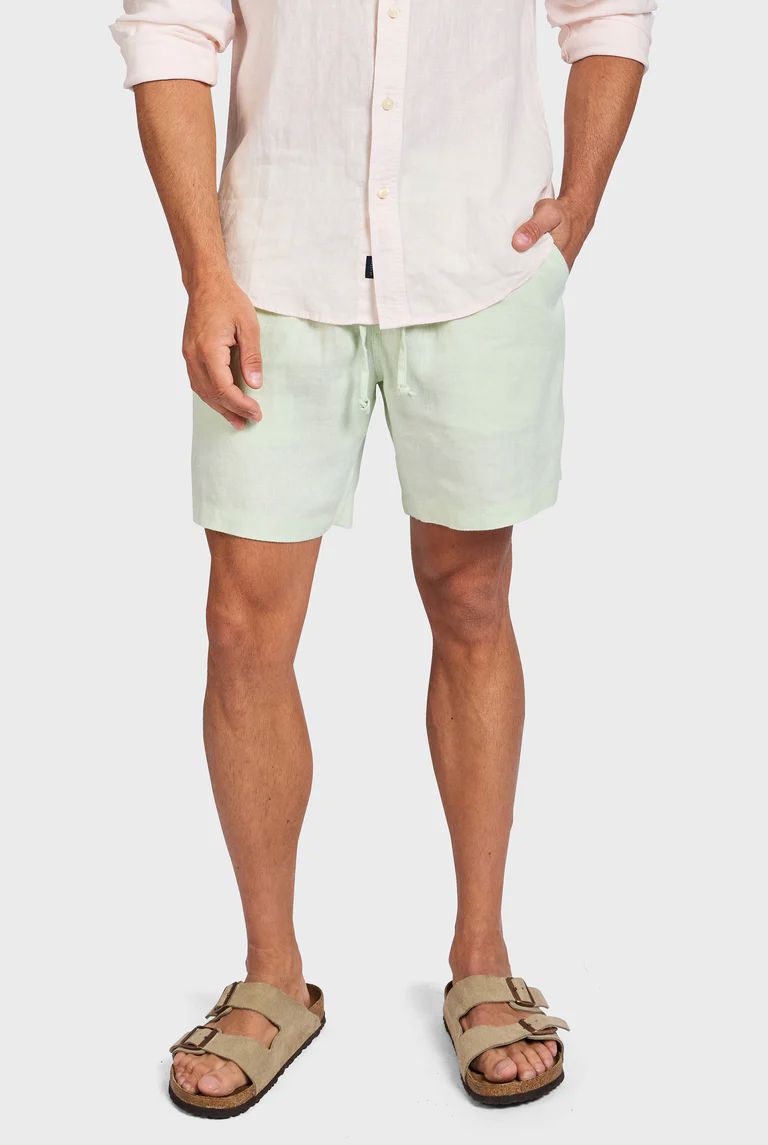 Academy Brand Men's Riviera Linen Shorts - Glass Green Academy Brand