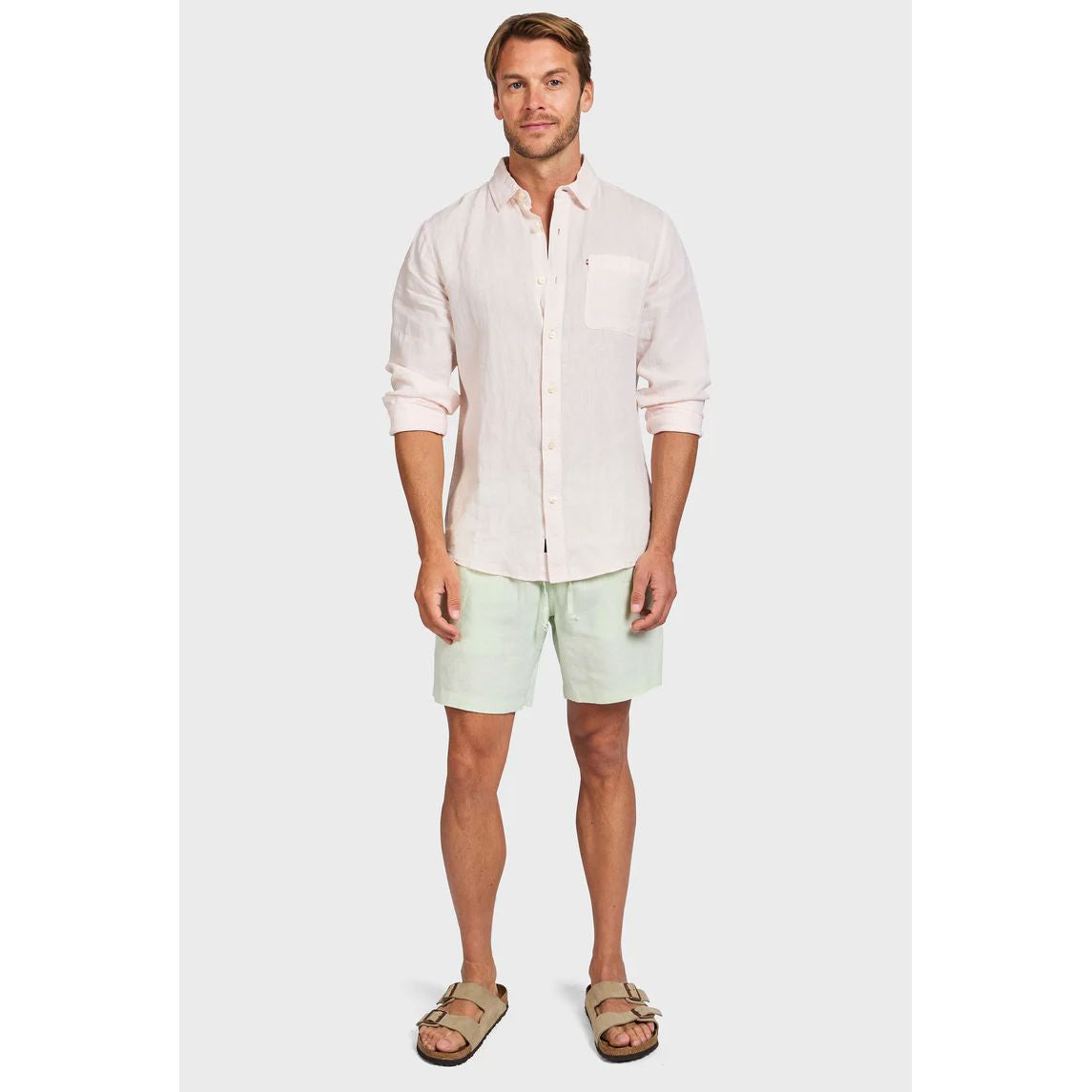 Academy Brand Men's Riviera Linen Shorts - Glass Green Academy Brand