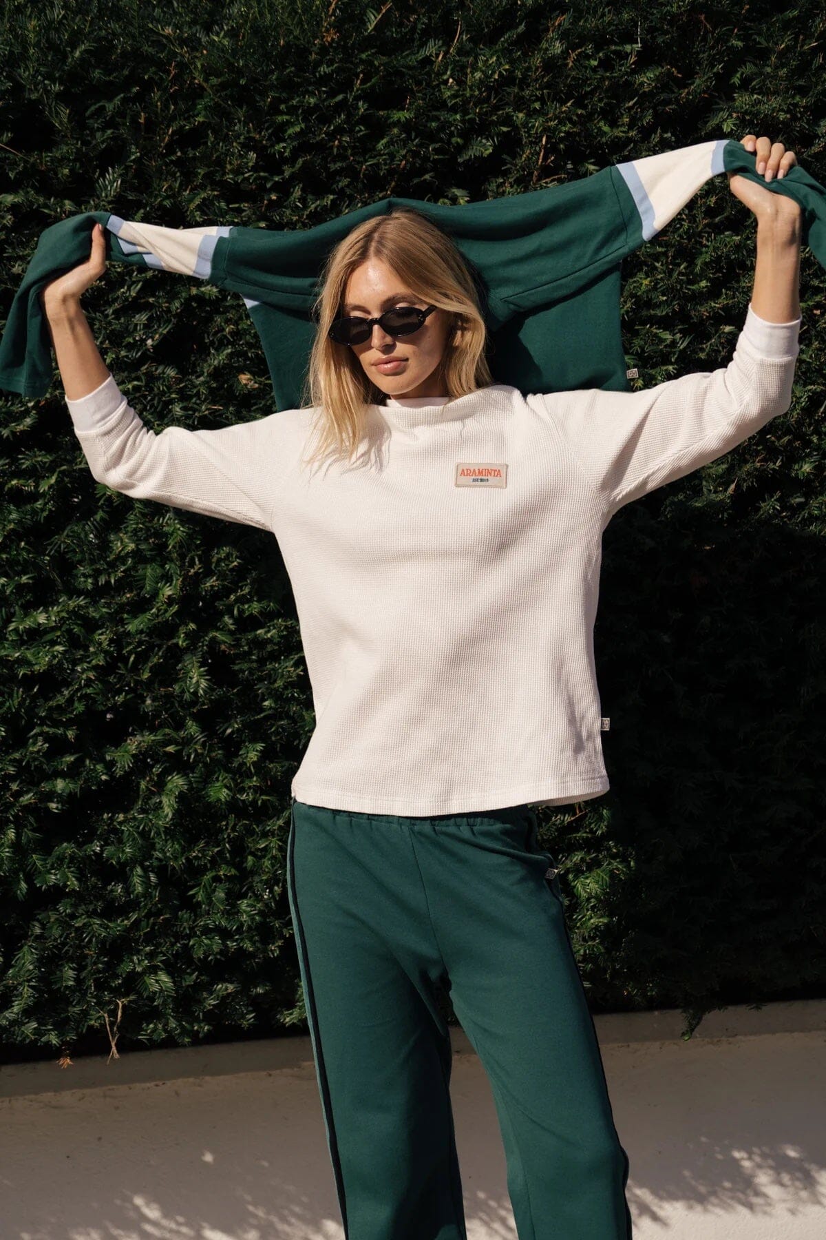 Araminta James GT Long Sleeve Waffle Top - White Araminta James