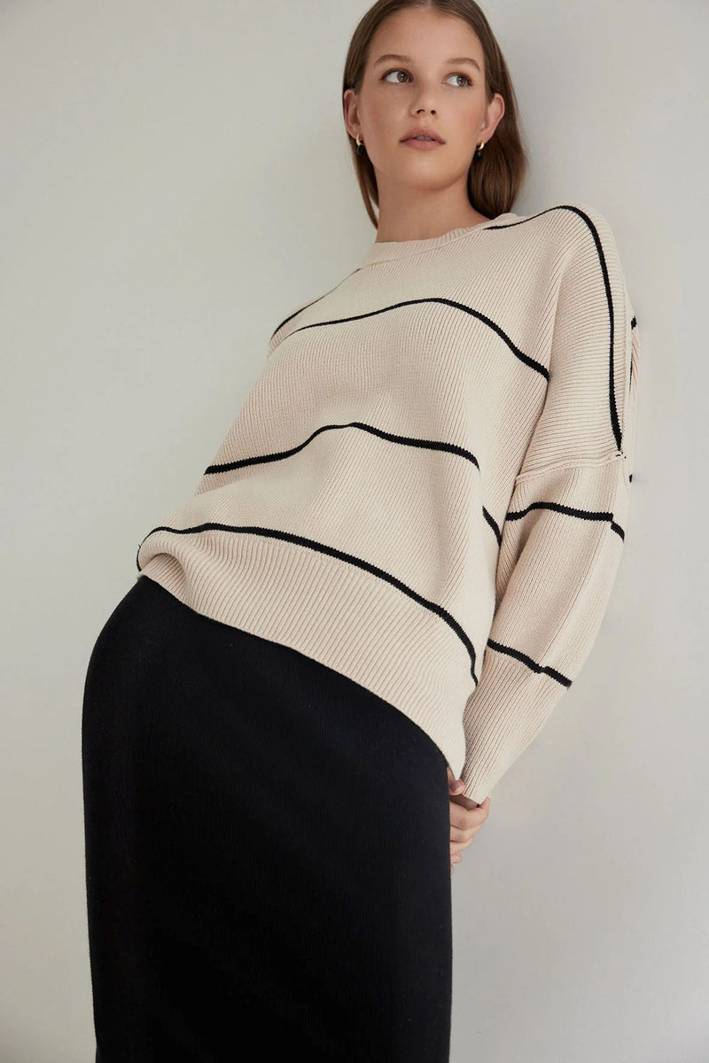 Arcaa Harper Stripe Sweater - Sand & Black Arcaa