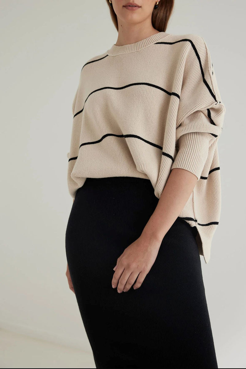 Arcaa Harper Stripe Sweater - Sand & Black Arcaa