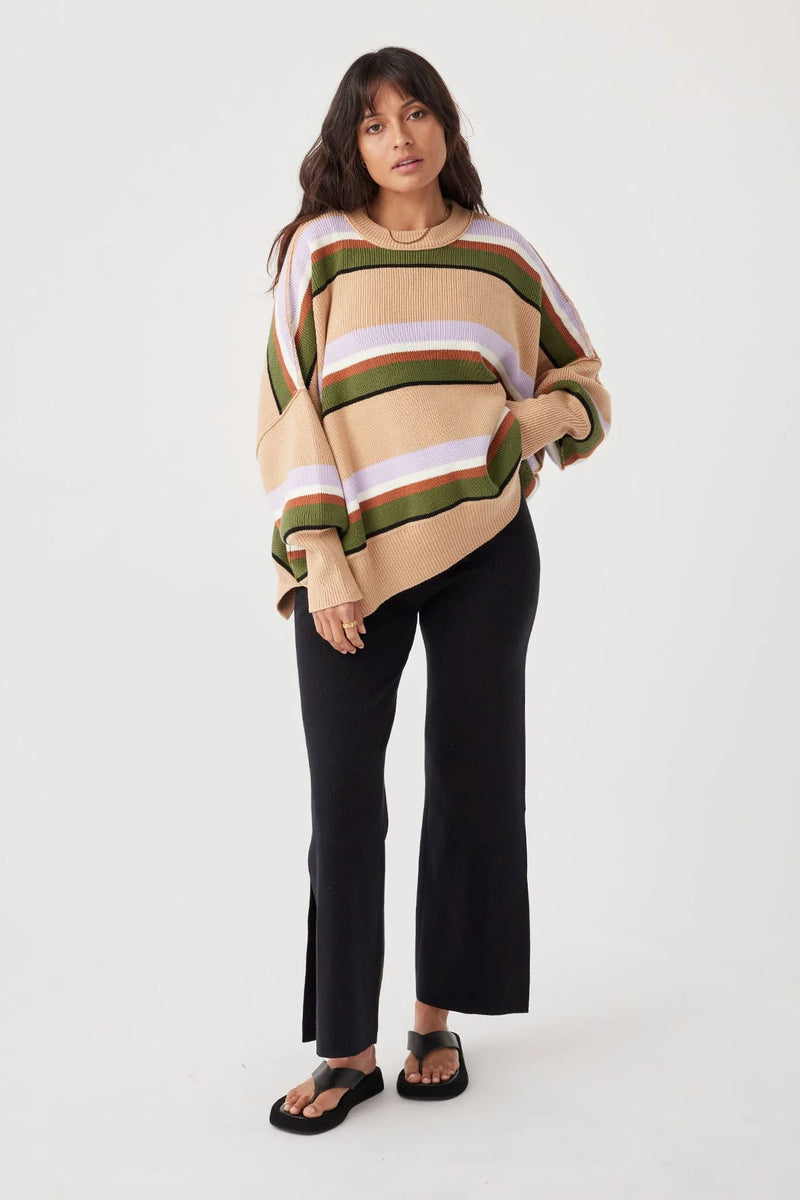 Arcaa Harper Stripe Sweater - Taupe, Lilac, & Cream Arcaa