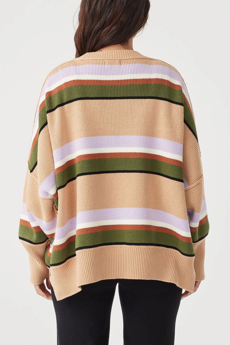 Arcaa Harper Stripe Sweater - Taupe, Lilac, & Cream Arcaa