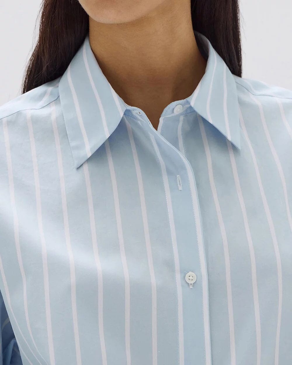 Assembly Label Addie Poplin Stripe Long Sleeve Shirt - Sora/White Assembly Label
