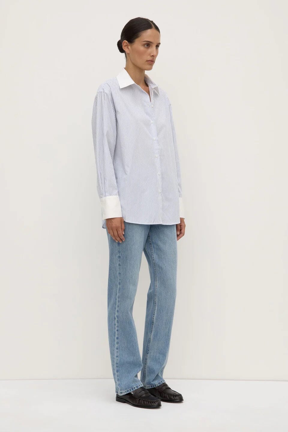 Assembly Label Alec Poplin Stripe Shirt - Blue/White Stripe Assembly Label