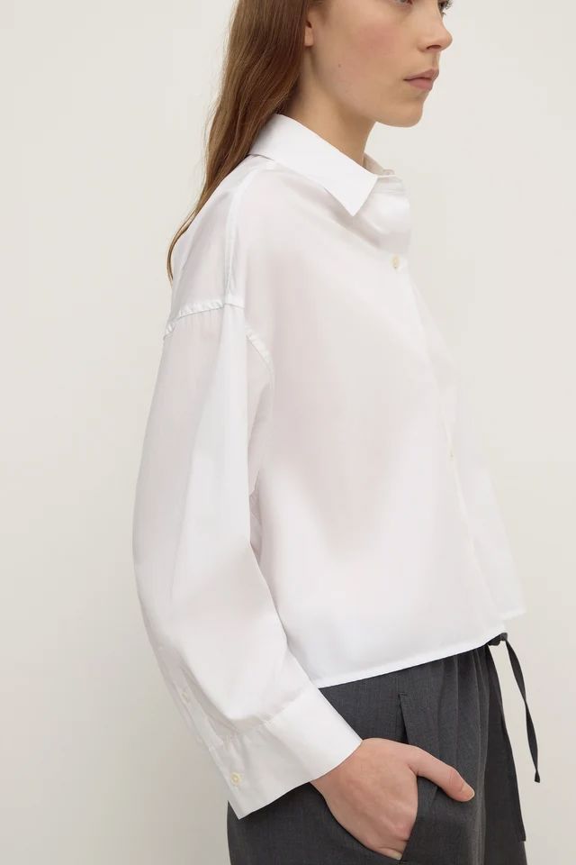 Assembly Label Aurora Cropped Cotton Poplin Shirt - White Women's Shirt Assembly Label