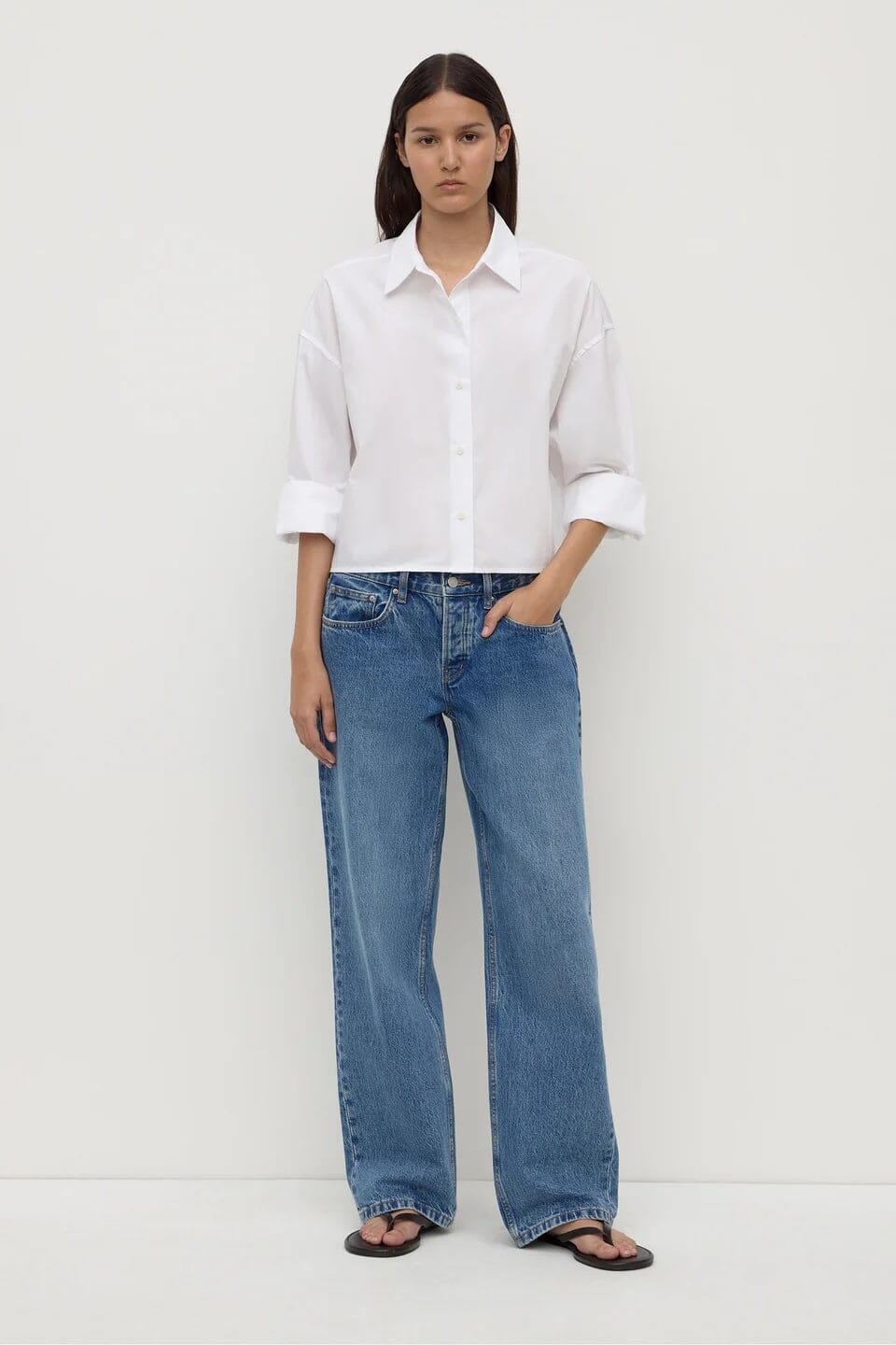 Assembly Label Aurora Cropped Poplin Shirt - White Assembly Label
