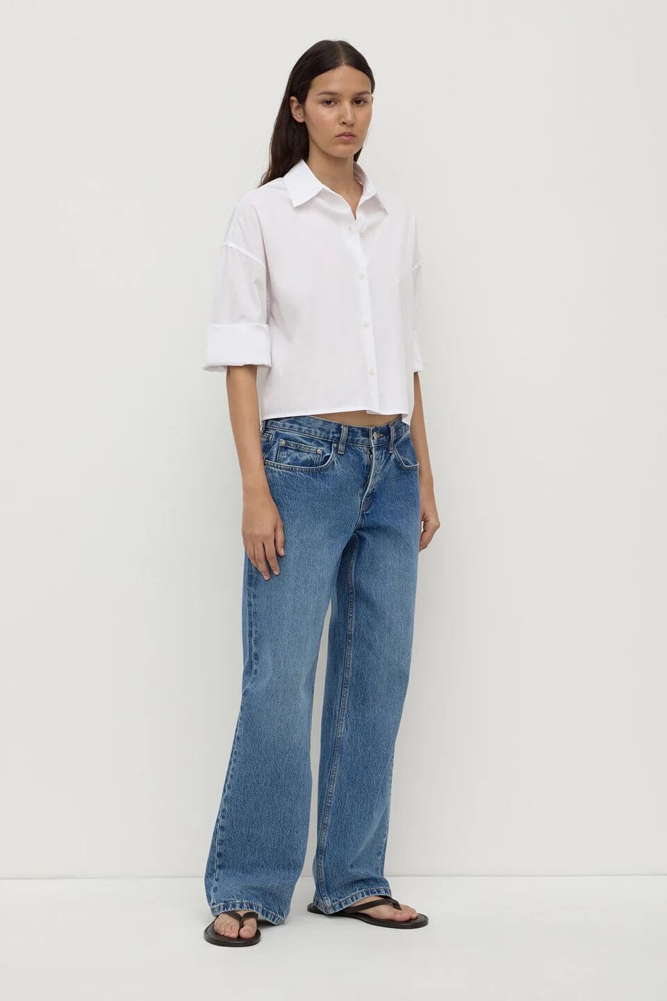 Assembly Label Aurora Cropped Poplin Shirt - White Assembly Label