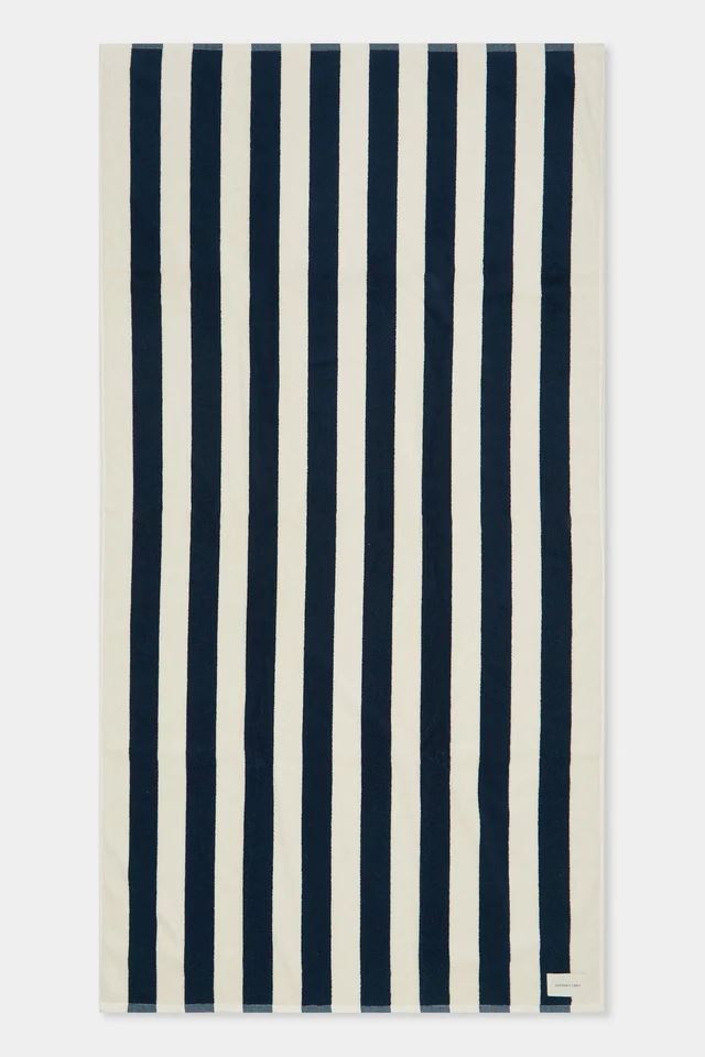 Assembly Label Signature Stripe Beach Towel True Navy/Cream Assembly Label