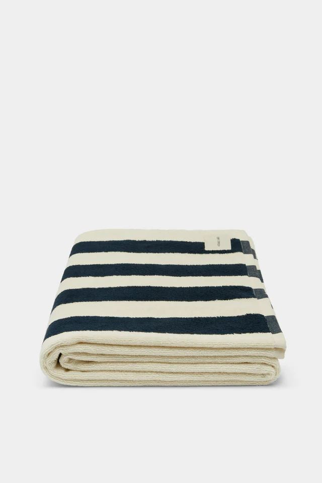 Assembly Label Signature Stripe Beach Towel True Navy/Cream Assembly Label