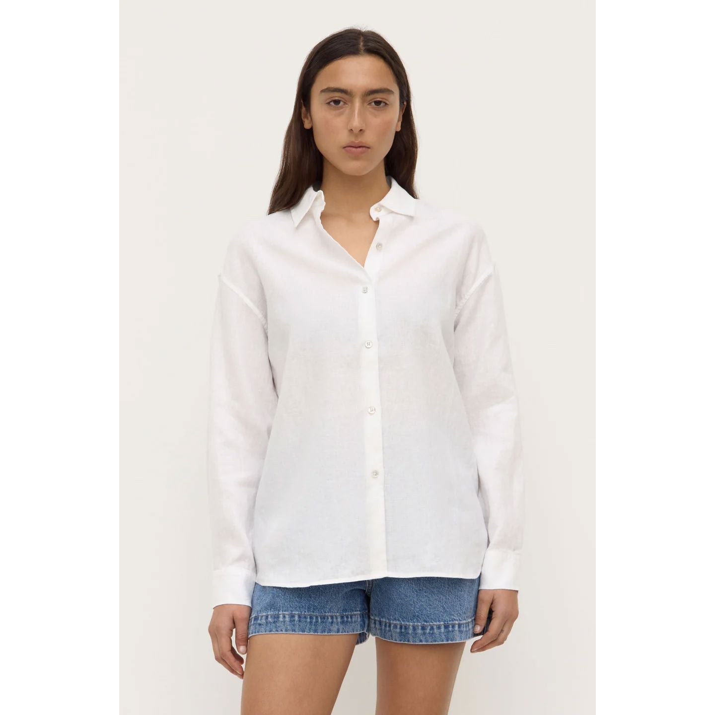 Assembly Label Everyday Womens Linen L/S Shirt - White Assembly Label