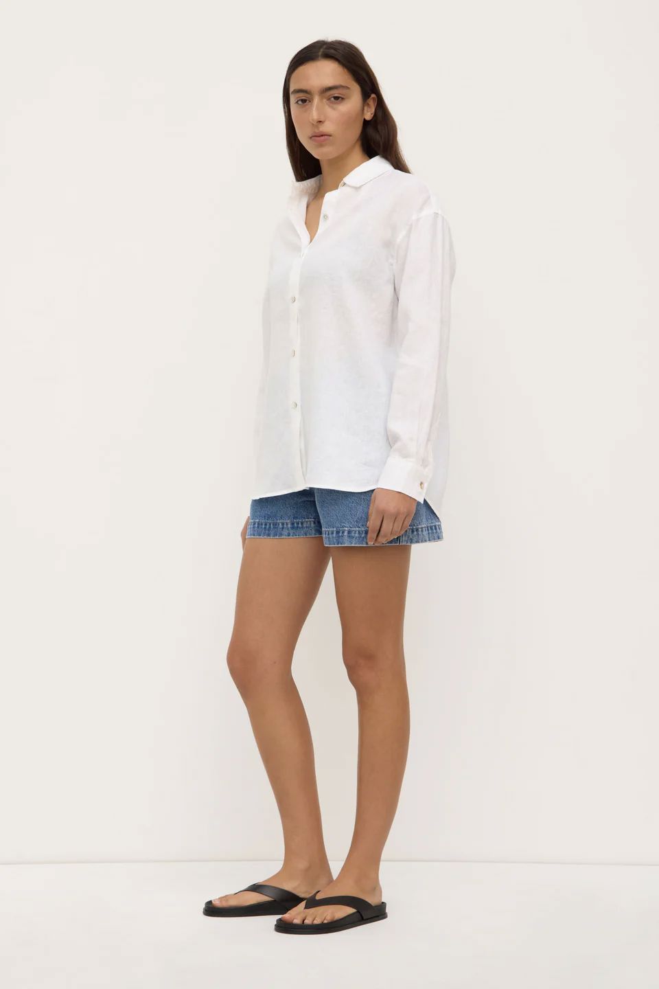 Assembly Label Everyday Womens Linen L/S Shirt - White Assembly Label