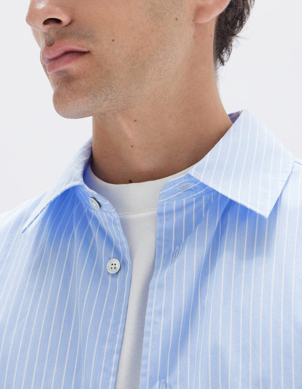 Assembly Label Hamish Stripe Long Sleeve Shirt- Blue Stripe Assembly Label