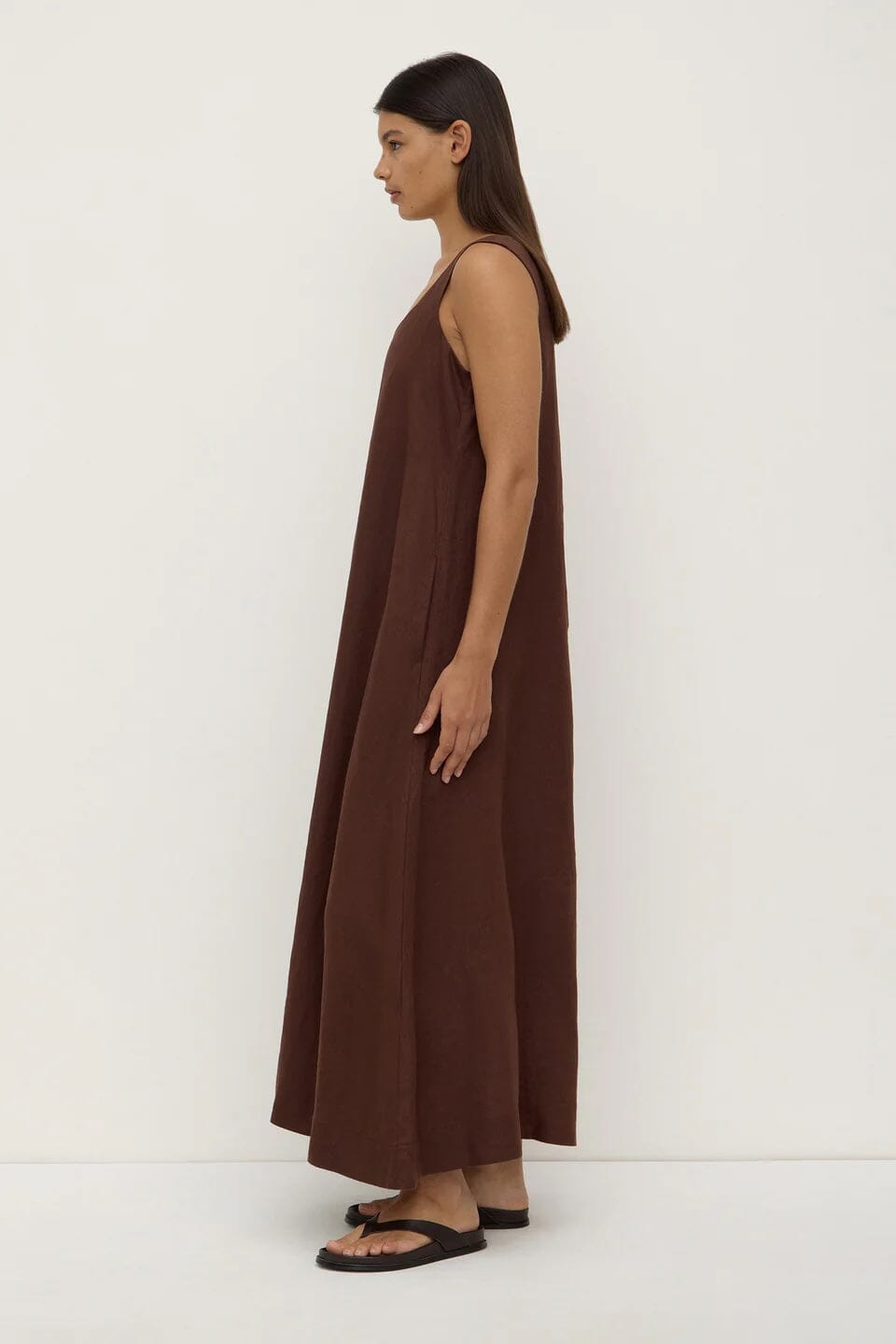 Assembly Label Maree Linen Midi Dress - Espresso Assembly Label