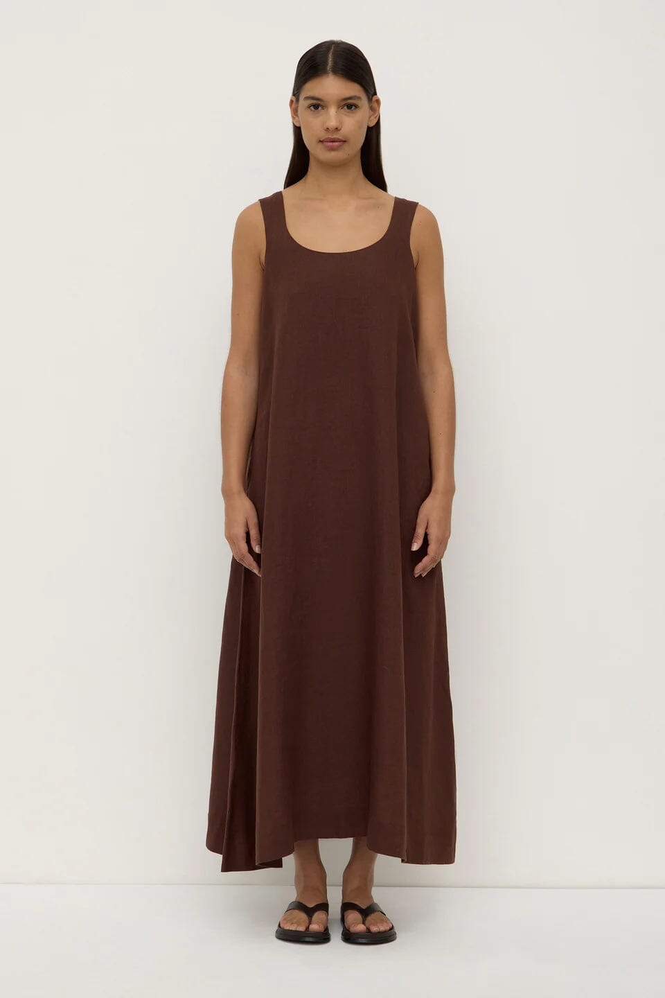 Assembly Label Maree Linen Midi Dress - Espresso Assembly Label