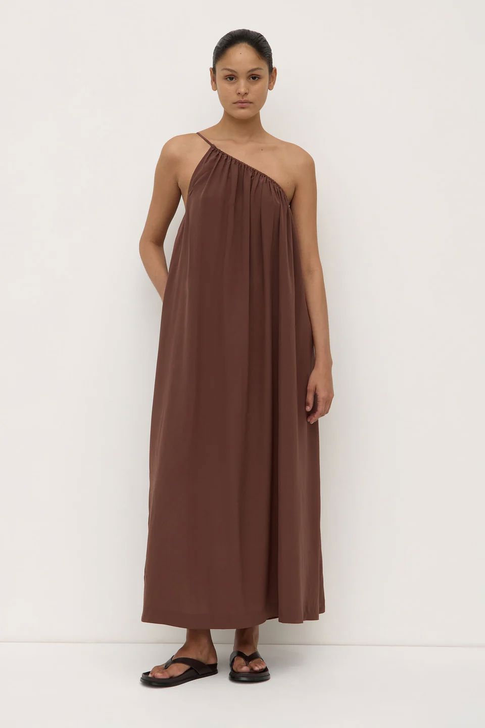 Assembly Label Mila Asymmetrical Maxi Dress - Espresso Assembly Label