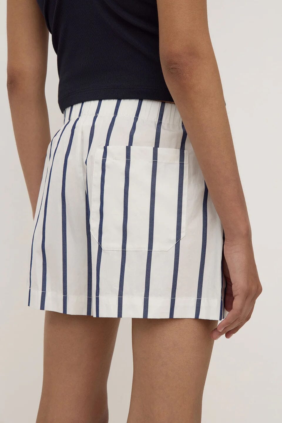 Assembly Label Nara Stripe Short - White/True Navy Assembly Label