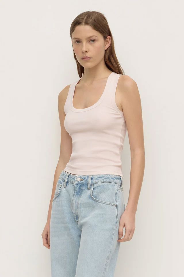Assembly Label Robyn Scoop Neck Rib Tank - Soft Rose Tank Top Assembly Label