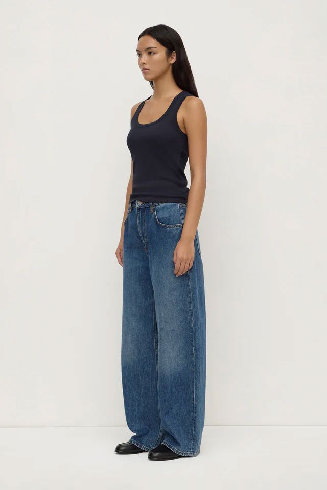 Assembly Label Robyn Scoop Neck Rib Tank - True Navy Tank Top Assembly Label