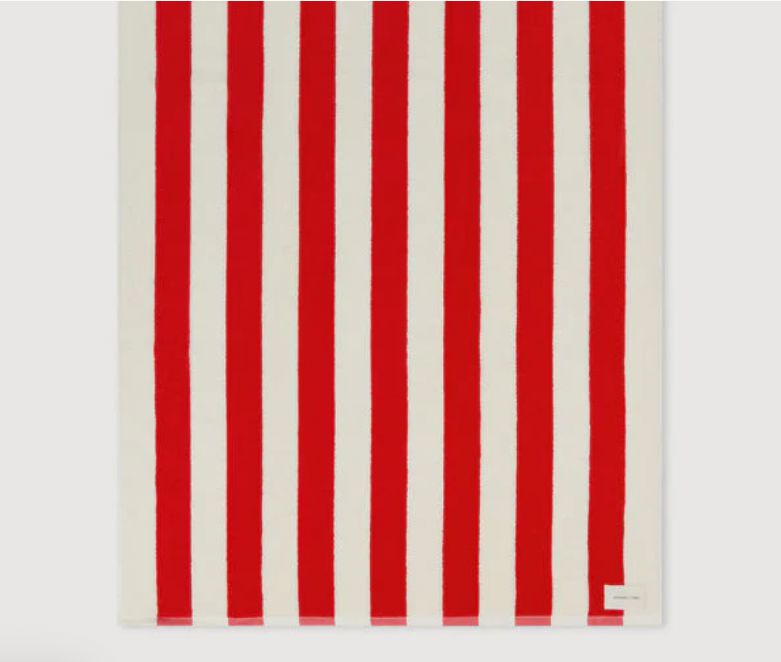 Assembly Label Signature Stripe Beach Towel Chilli/Cream Assembly Label