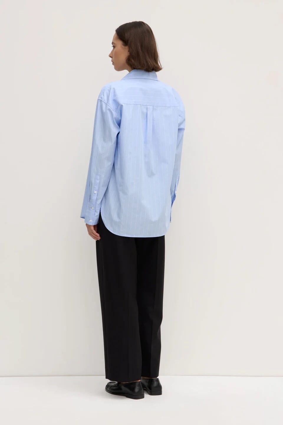 Assembly Label Womens Otis Poplin Stripe Long Sleeve Shirt - Bahama/White Assembly Label