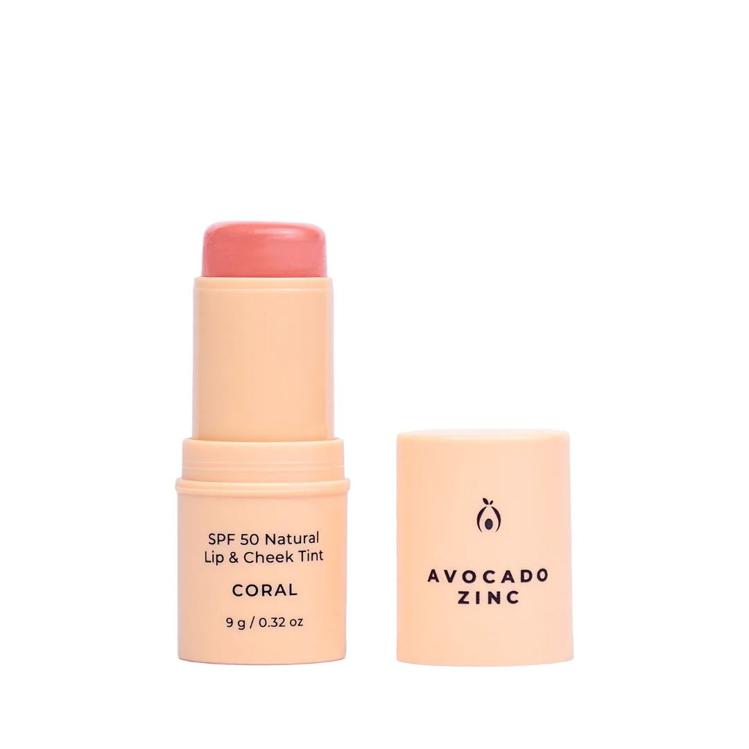 Avocado Zinc SPF50 Natural Lip & Cheek Tint - Coral Avocado Zinc