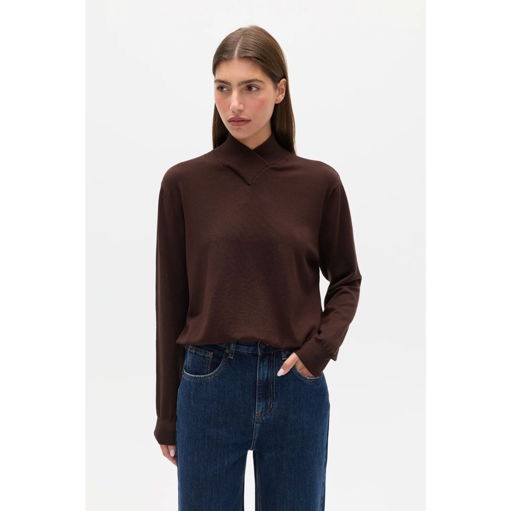 Bayse Yvette Knit Jumper - Chocolate Brown Women's Knit Bayse