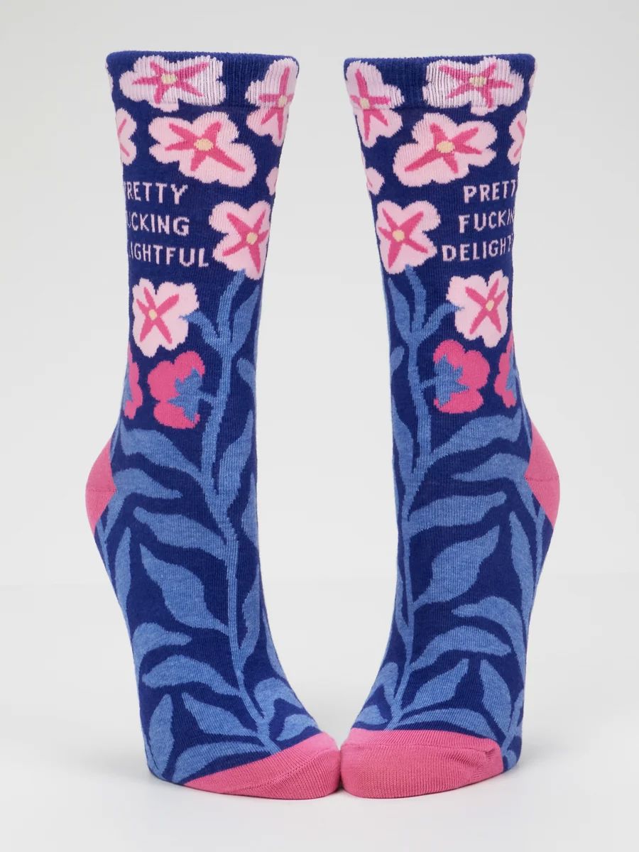 Blue Q Women's Crew Socks - F*cking Delightful Women's Socks Blue Q