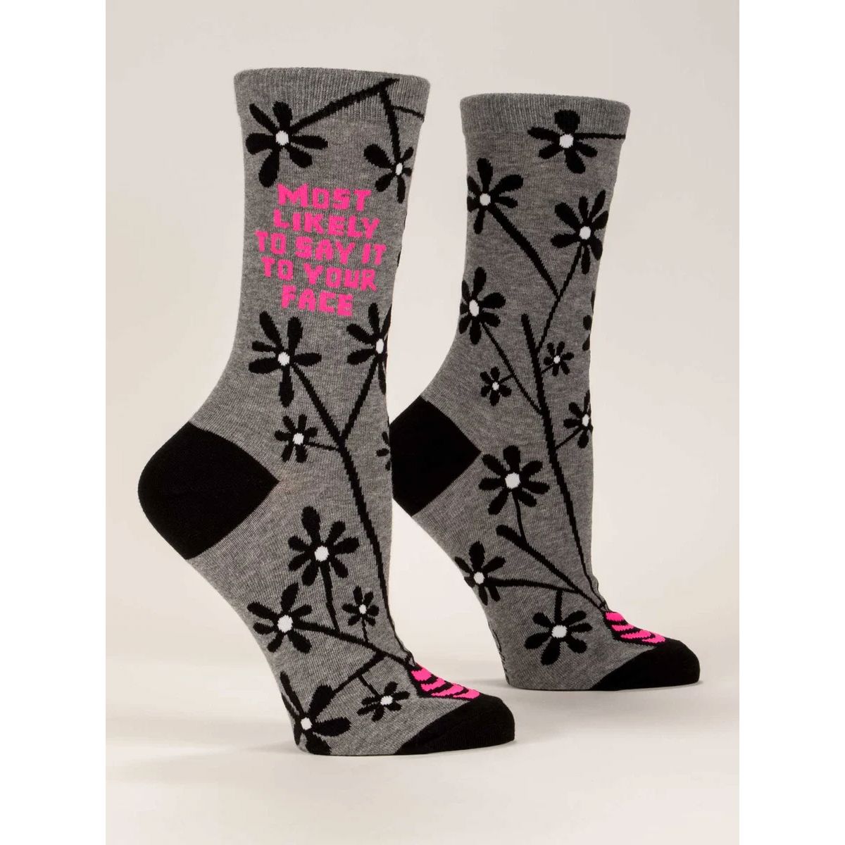 Blue Q Women's Crew Socks - Say it To Your Face Women's Socks Blue Q