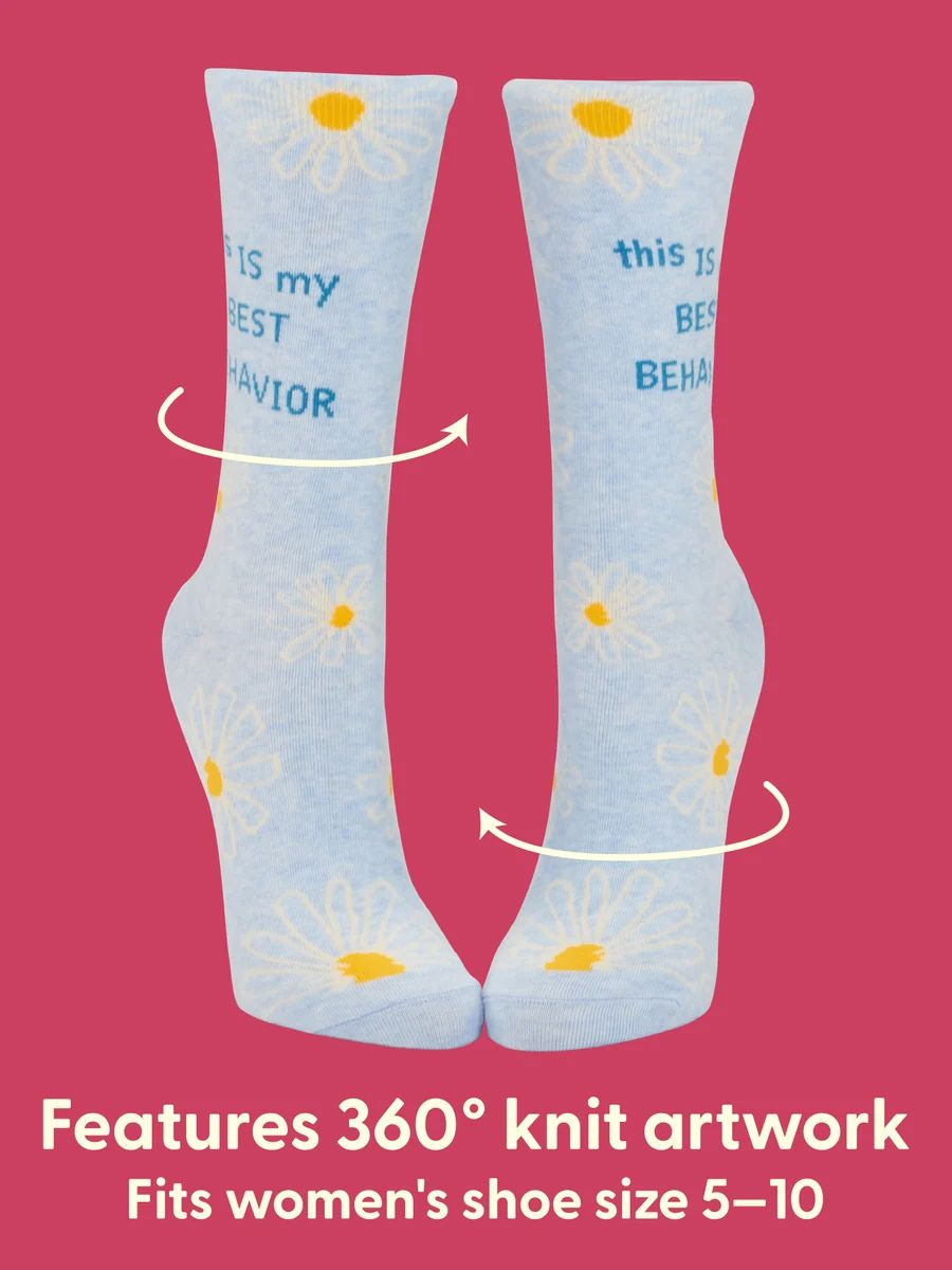 Blue Q Women's Crew Socks - This is My Best Behavior Women's Socks Blue Q