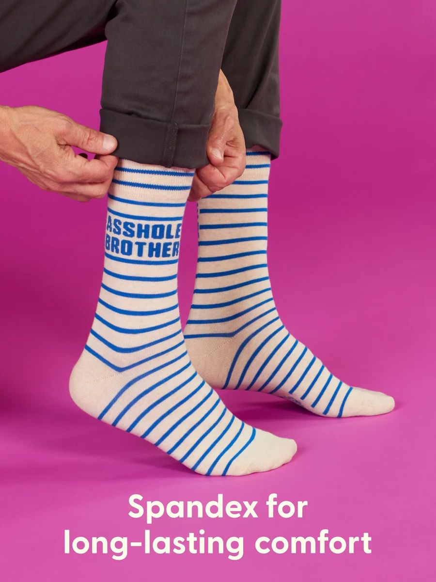 BlueQ Mens Crew Socks- Asshole Brother Blue Q