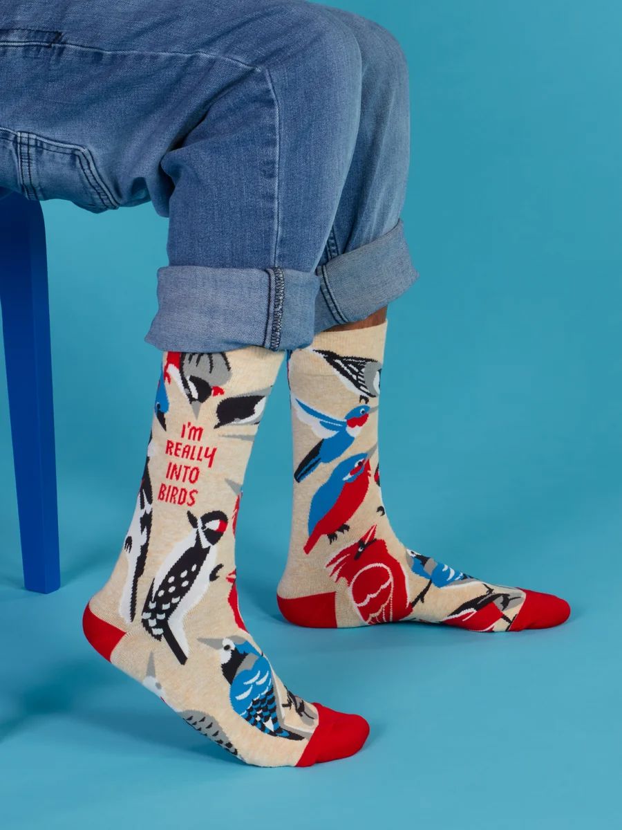 BlueQ Men's Crew Socks - Really into Birds Blue Q
