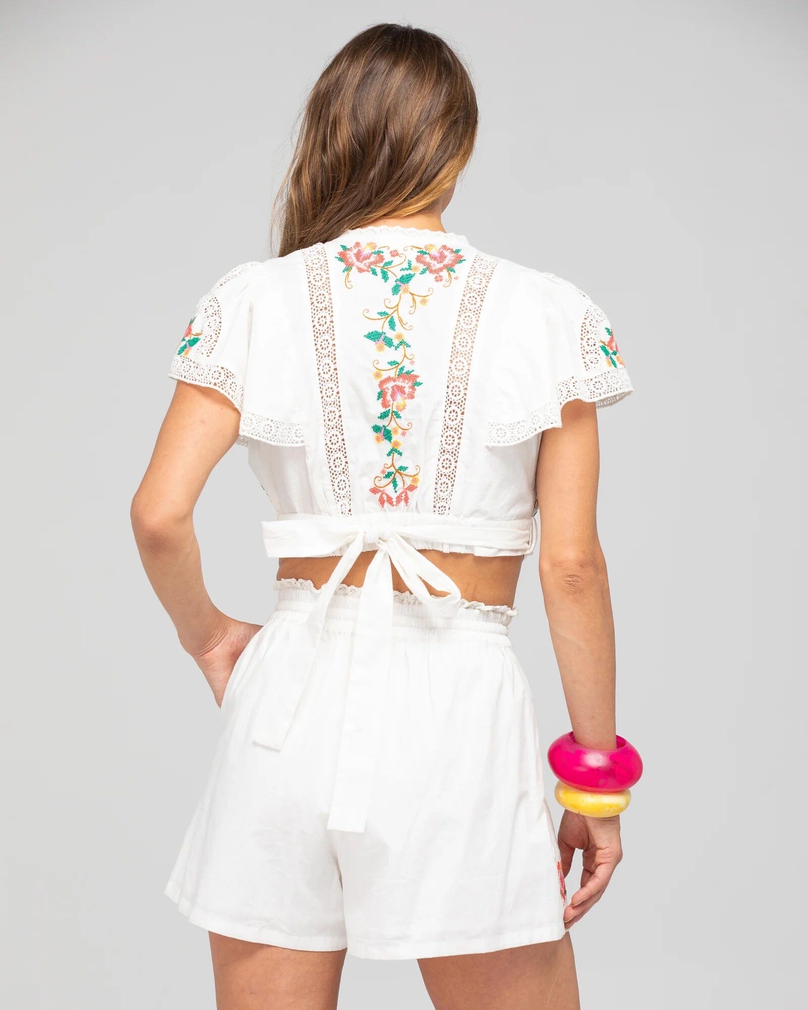 Boom Shankar Bella Wrap Top - White Multi Boom Shankar