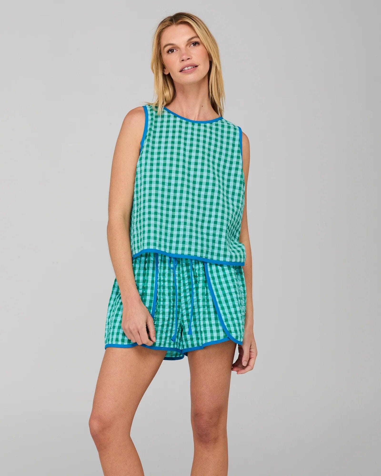 Boom Shankar Cuba Short - Green Seersucker Boom Shankar