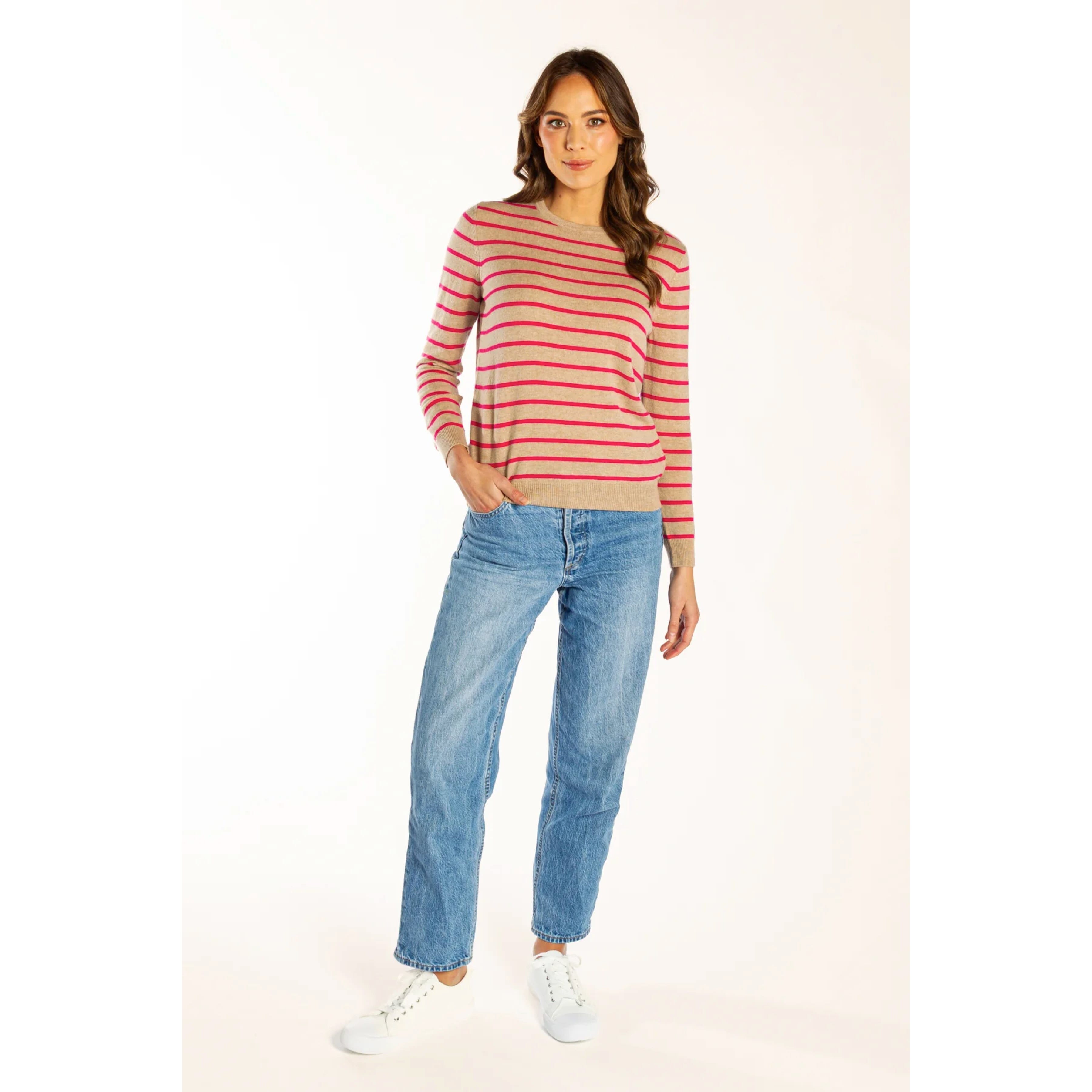 Bow & Arrow Breton Stripe- Latte/Pink Stripe Bow & Arrow