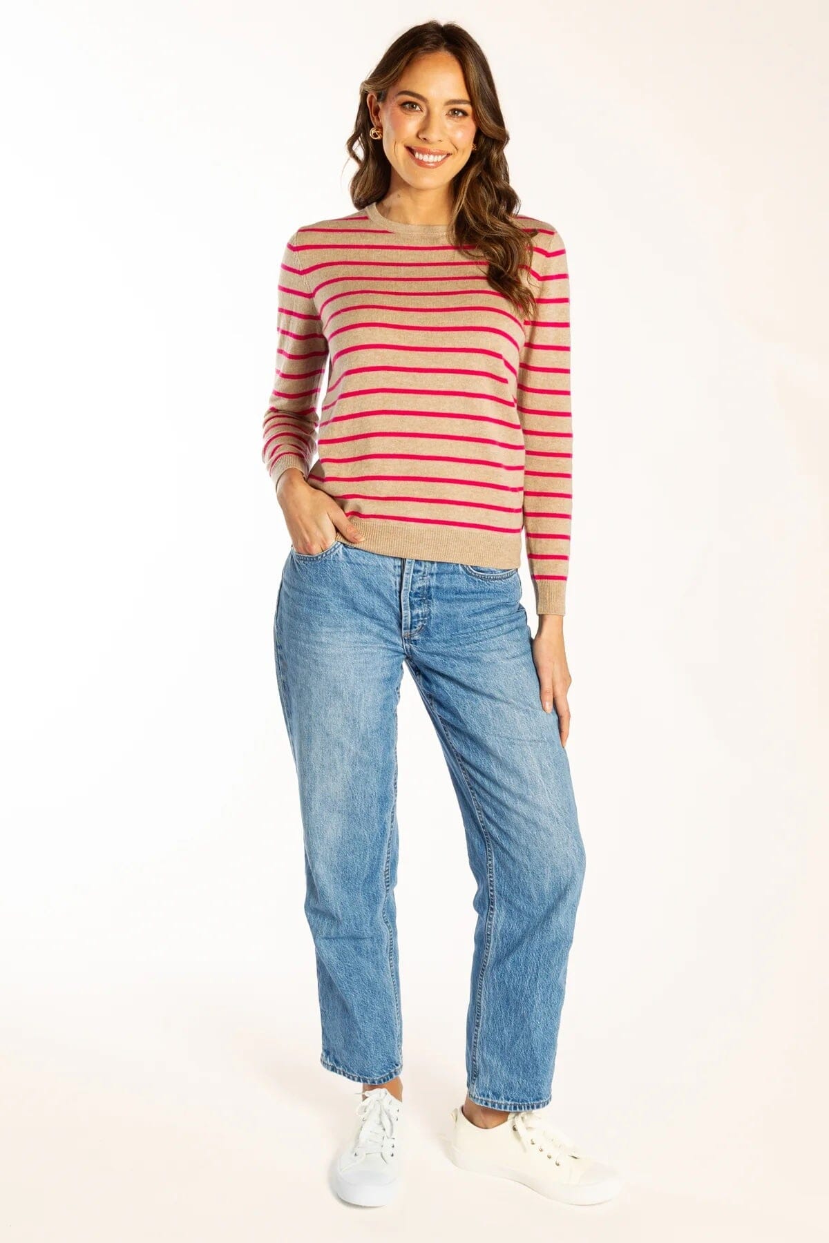 Bow & Arrow Breton Stripe- Latte/Pink Stripe Bow & Arrow
