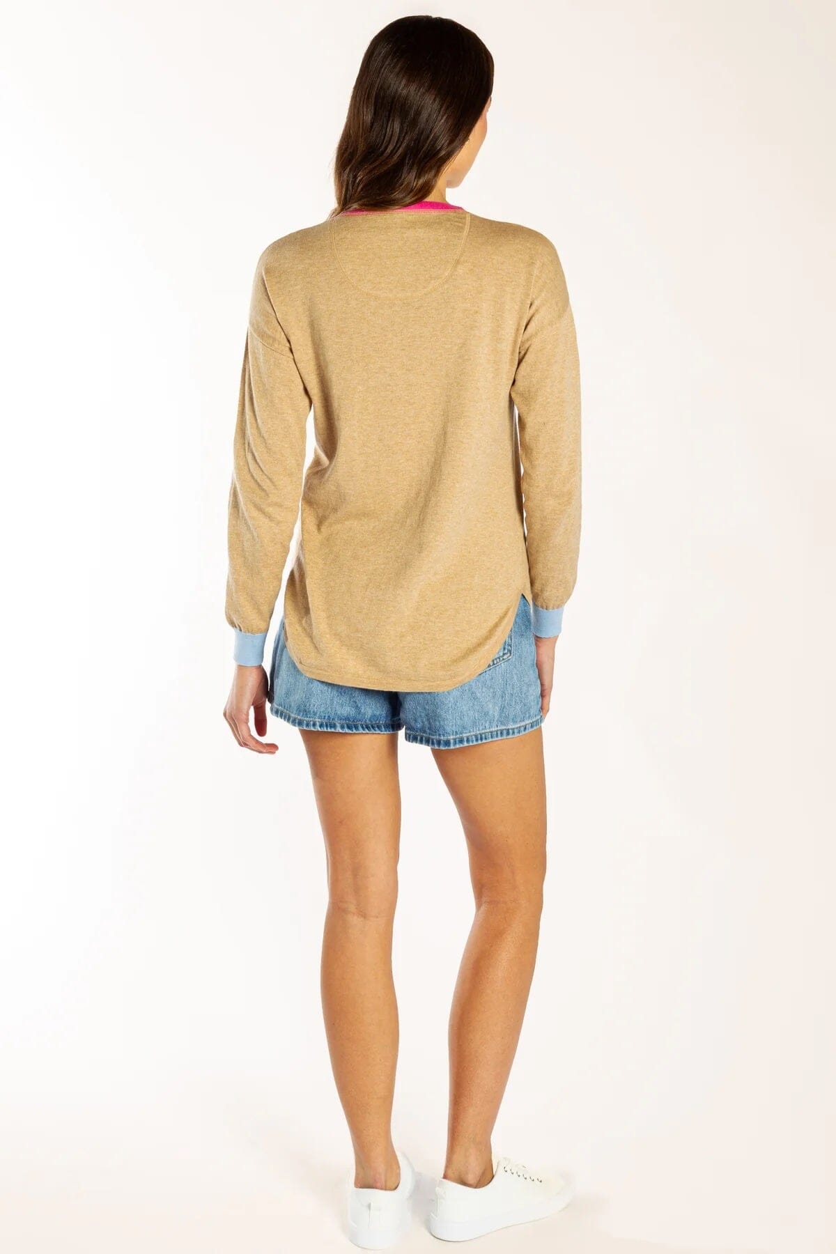 Bow & Arrow Contrast Cotton Cashmere Swing - Latte Bow & Arrow