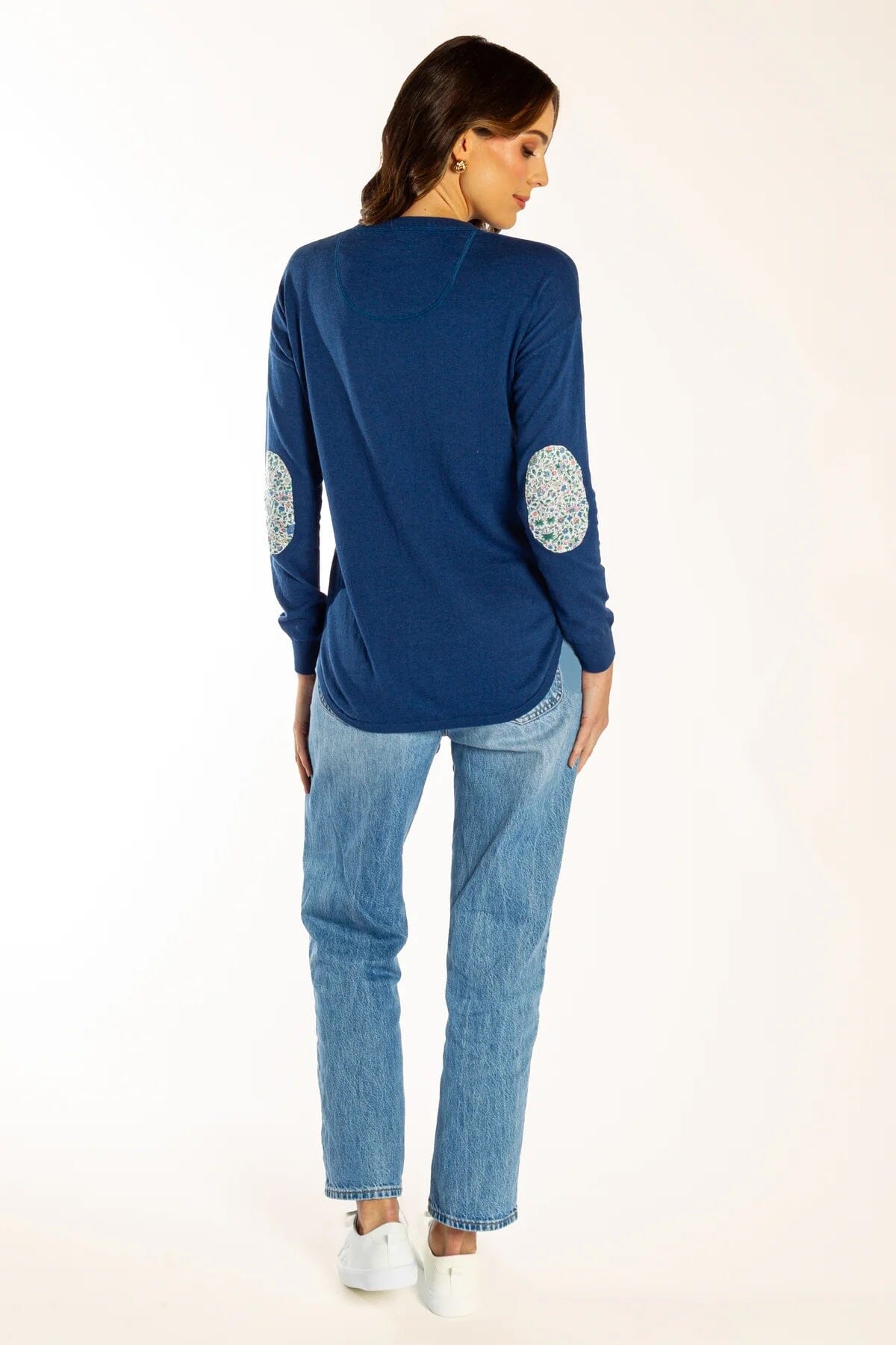 Bow & Arrow Cotton Cashmere Swing w/ Betsy Elbow Patches - Navy Bow & Arrow