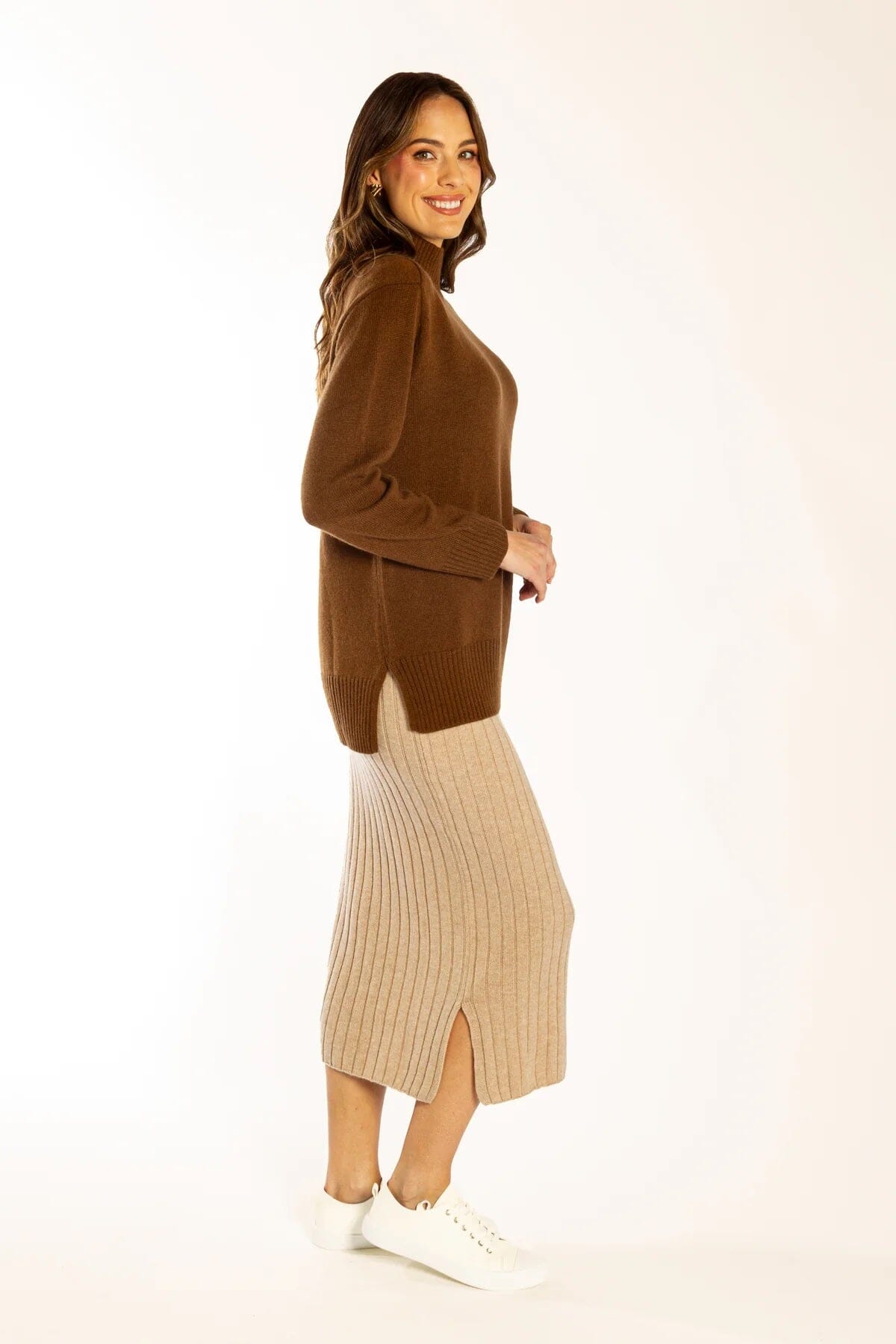 Bow & Arrow Polo Neck Jumper - Chocolate Bow & Arrow