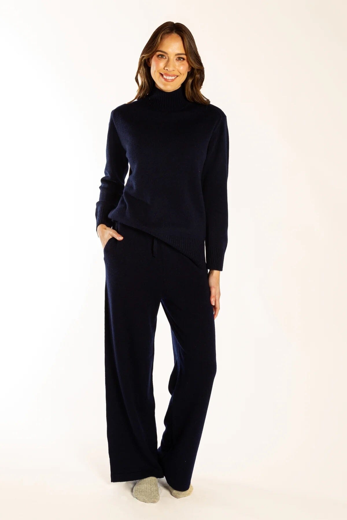 Bow & Arrow Polo Neck Jumper- Navy Bow & Arrow