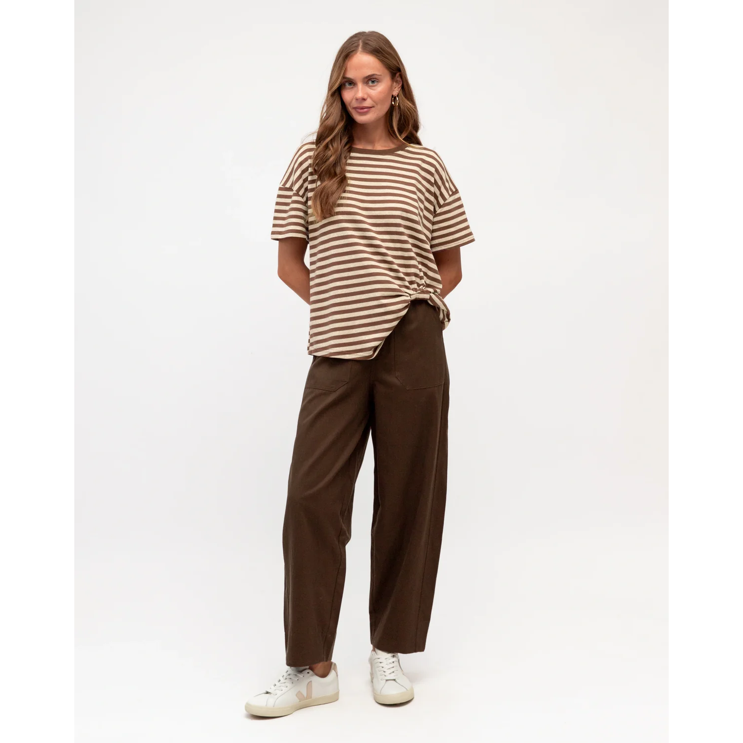Label of Love Elastic Waist Cargo Pants - Chocolate