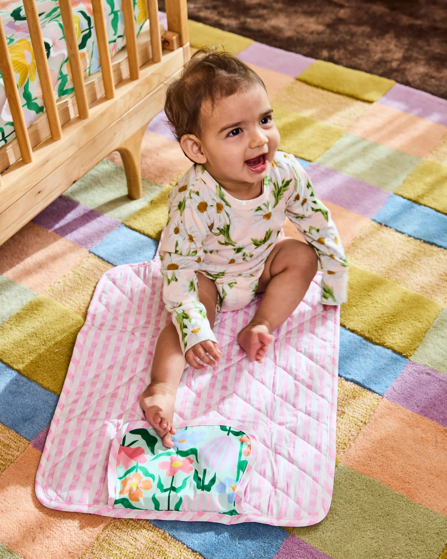 Kip & Co Popping Flowers Green Baby Change Mat
