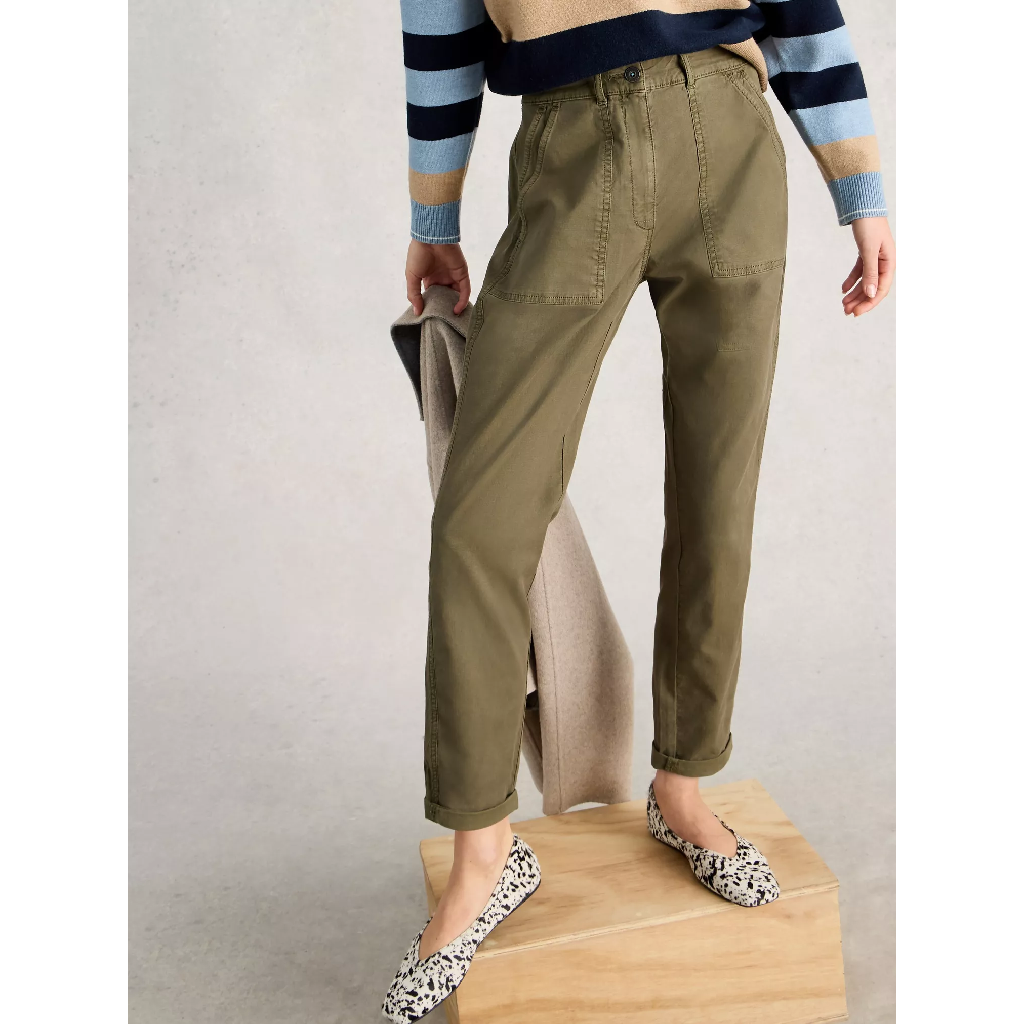 White Stuff Twister Chino Trouser - Khaki Green White Stuff