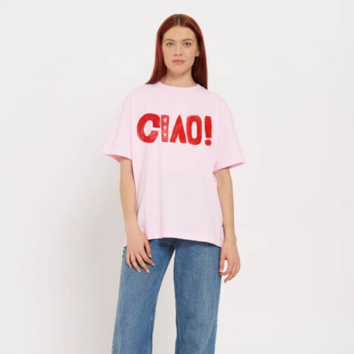 Ciao Tee Baby Pink Boyfriend Tee from maku Eclectic House