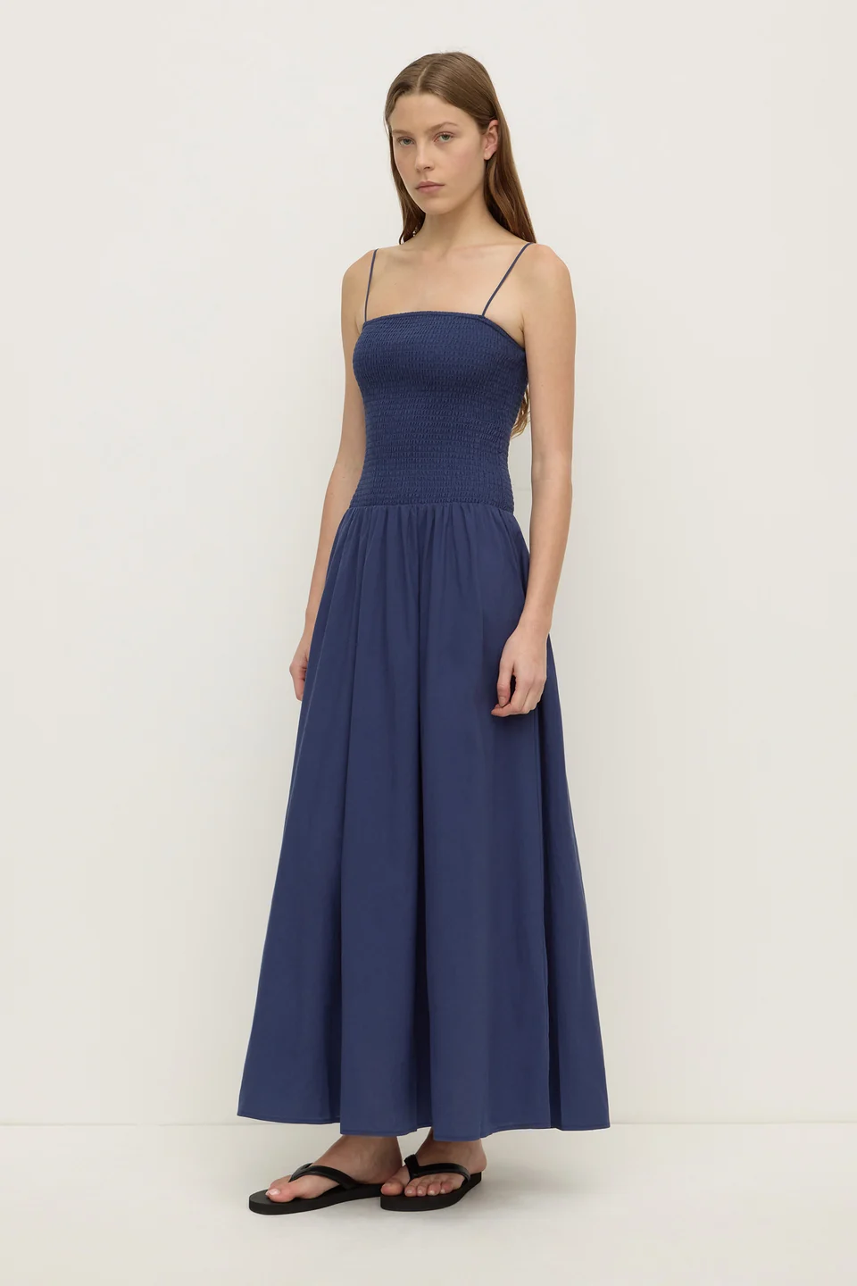 Assembly Label Connie Cotton Shirred Dress - Imperial Blue