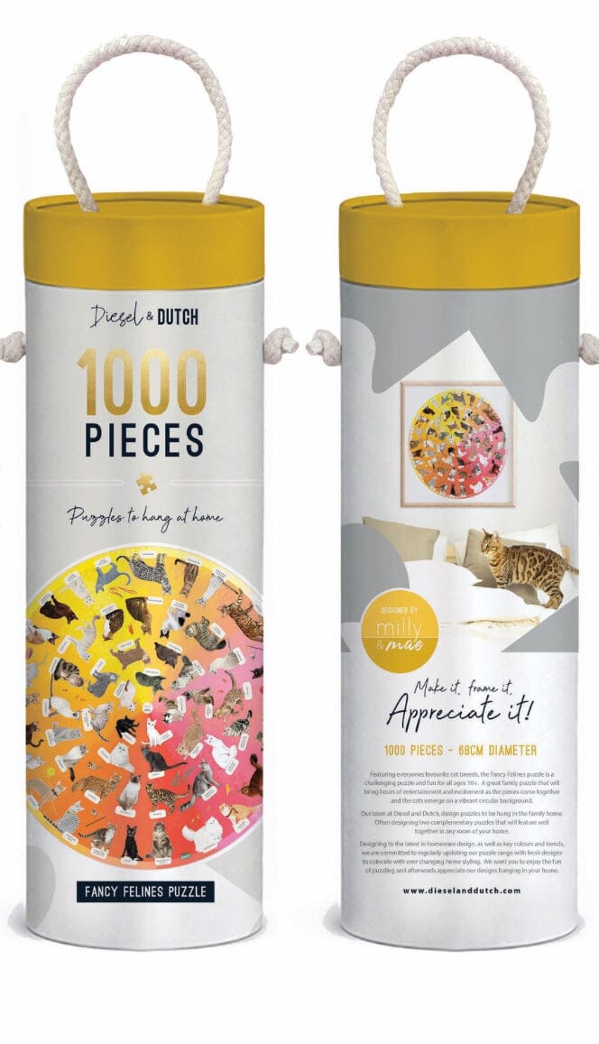 Diesel and Dutch Fancy Felines 1000pc Wall Jigsaw Puzzle Eclectic House
