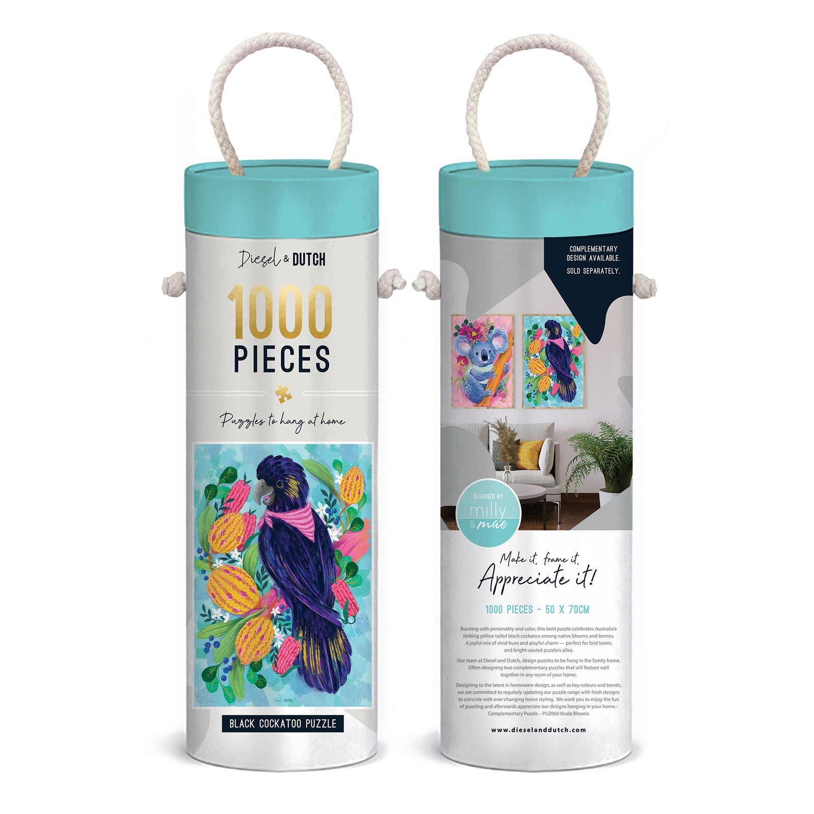 Diesel & Dutch Black Cockatoo 1000pc Wall Jigsaw Puzzle Diesel & Dutch