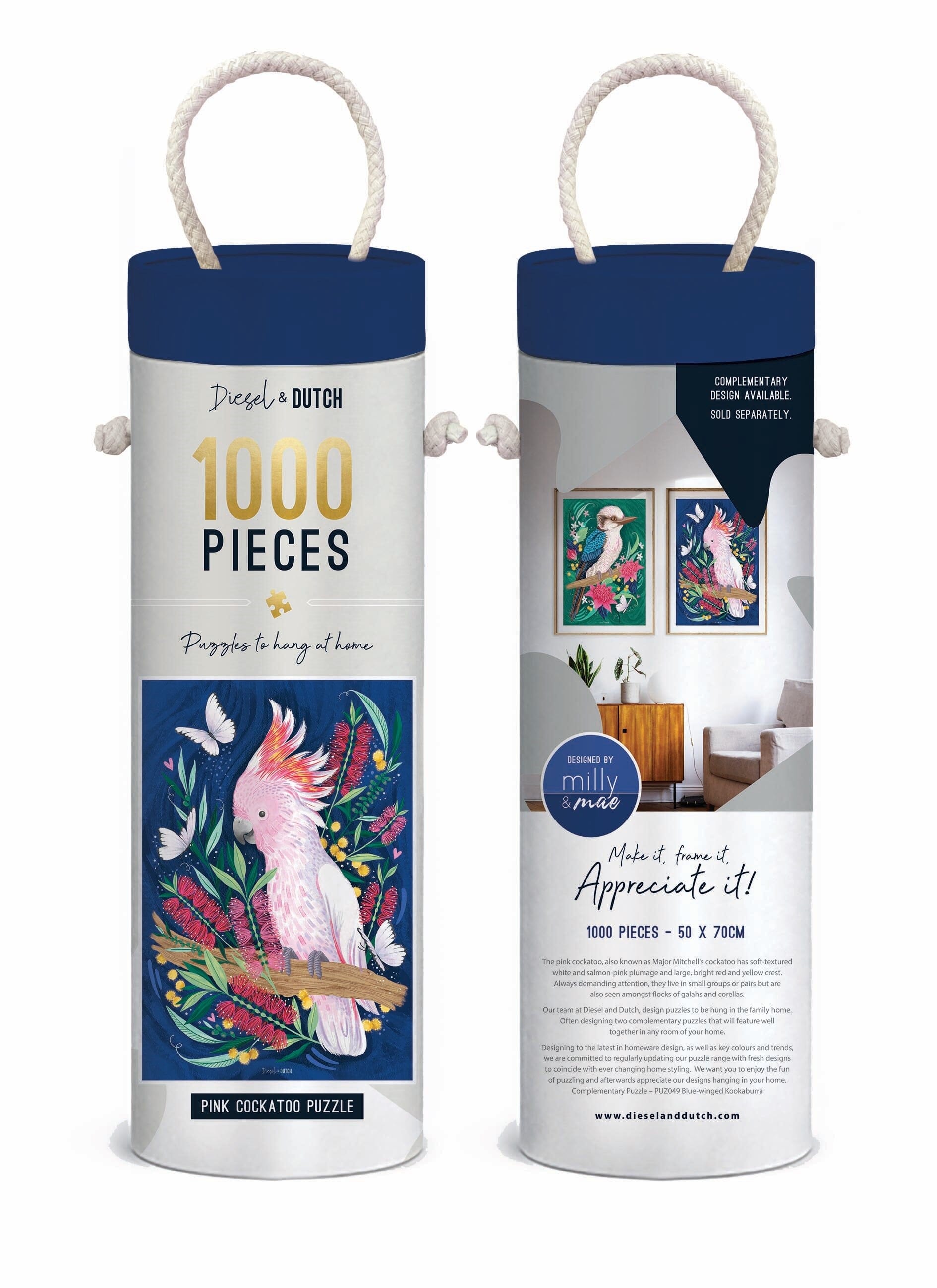 Diesel & Dutch Pink Cockatoo 1000pc Wall Jigsaw Puzzle Diesel & Dutch