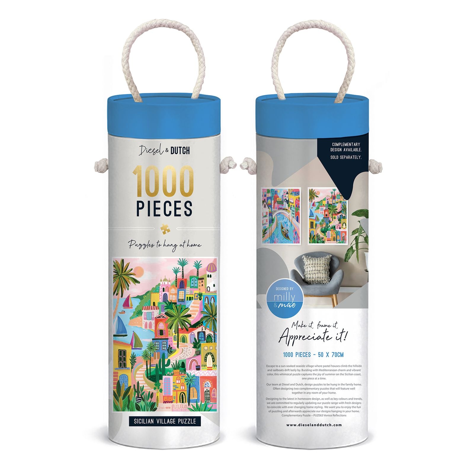 Diesel & Dutch Sicilian Village 1000pc Wall Jigsaw Puzzle Diesel & Dutch