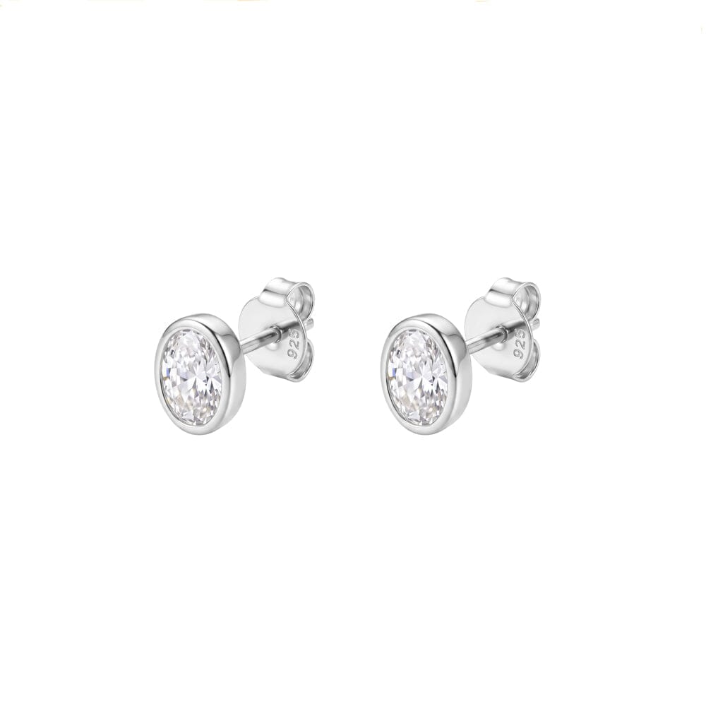 DPI Sterling silver petite oval bezel set CZ stud earrings Earrings DPI Jewellery